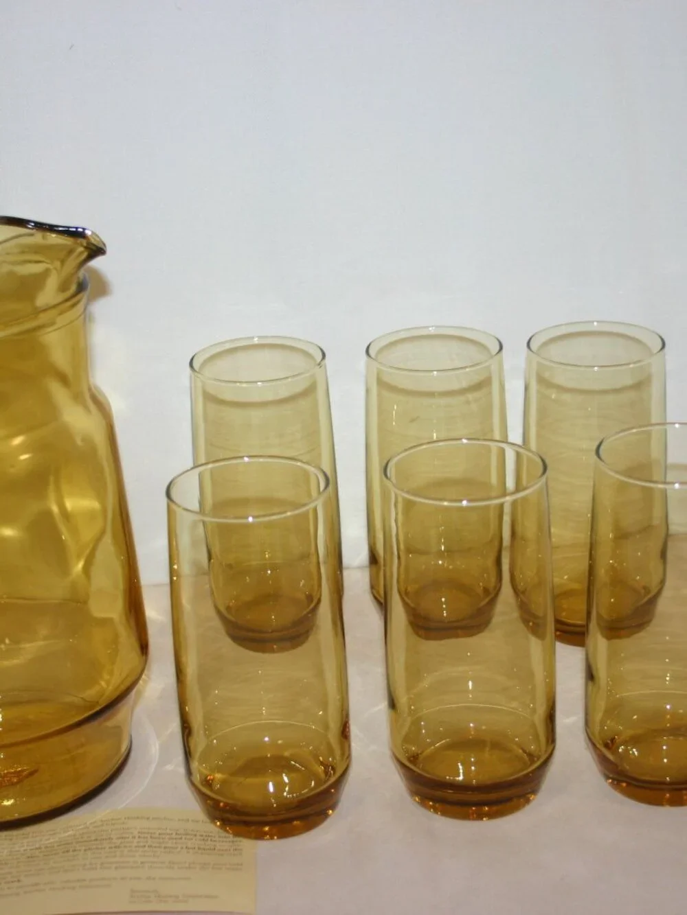 VTG Newport Anchor Hocking 7 PC Amber Gold Ice Tea Set B-3232